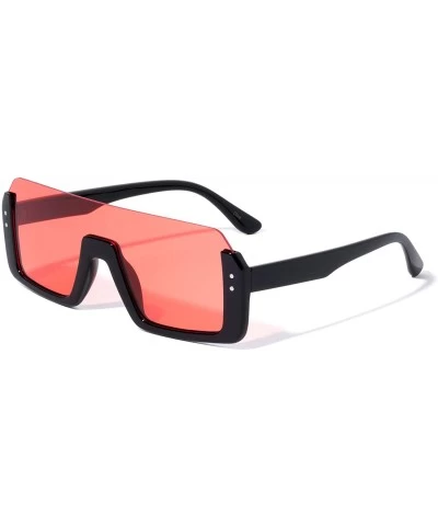 Rimless Rimless Flat Top Square One Piece Shield Sunglasses - Pink - CV1975A0NCN $26.10
