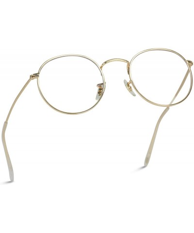 Oversized Retro Clear Circle Round Metal Sunglasses - Gold Frame - CT12MX5DIY0 $18.73