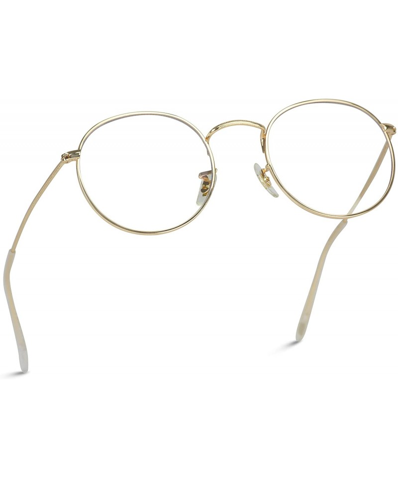 Oversized Retro Clear Circle Round Metal Sunglasses - Gold Frame - CT12MX5DIY0 $7.85