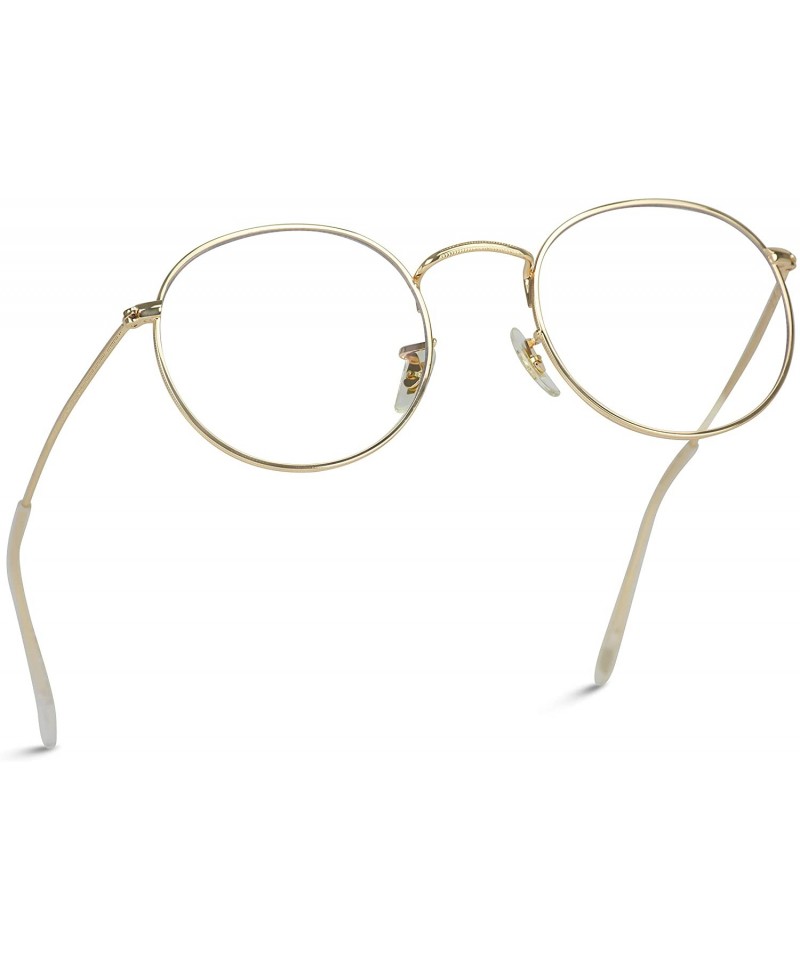 Oversized Retro Clear Circle Round Metal Sunglasses - Gold Frame - CT12MX5DIY0 $7.85