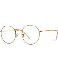 Oversized Retro Clear Circle Round Metal Sunglasses - Gold Frame - CT12MX5DIY0 $7.85