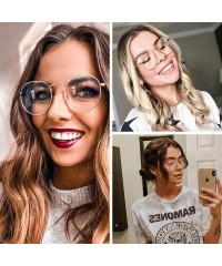 Oversized Retro Clear Circle Round Metal Sunglasses - Gold Frame - CT12MX5DIY0 $7.85