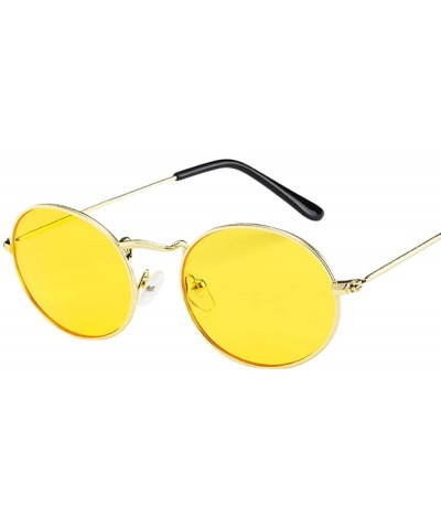 Oval Vintage Retro Oval Sunglasses Ellipse Metal Frame Glasses Trendy Fashion Shades - C - CF1905AH60C $18.07