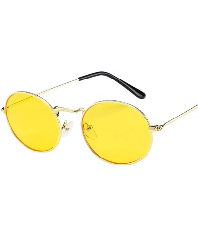 Oval Vintage Retro Oval Sunglasses Ellipse Metal Frame Glasses Trendy Fashion Shades - C - CF1905AH60C $11.65