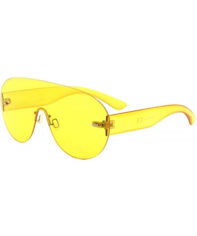 Oversized Aspen Rimless Mono One Piece Shield Sunglasses - Yellow Transparent Frame - CS18887XGRU $10.35