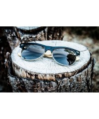 Rimless Retro Half Frame Horned Rim Bamboo Wood Sunglasses 540908BM-SD - Matte Black/Grey/Green - C8124UM6K5T $9.59