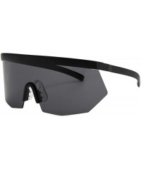 Oversized Futuristic Oversize Sunglasses Mirrored Vintage - Black - CB18T82GOQX $11.62