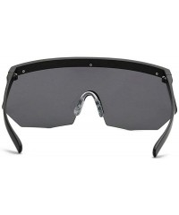 Oversized Futuristic Oversize Sunglasses Mirrored Vintage - Black - CB18T82GOQX $11.62