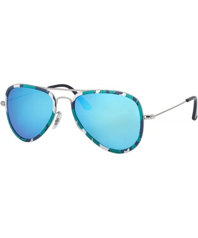 Aviator Polarized Mens Womens Aviator Fashion Vintage Designer Sunglasses Glare JO691 - Camo Frame Blue Lens - CB120Y9XFR3 $3...