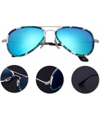 Aviator Polarized Mens Womens Aviator Fashion Vintage Designer Sunglasses Glare JO691 - Camo Frame Blue Lens - CB120Y9XFR3 $3...