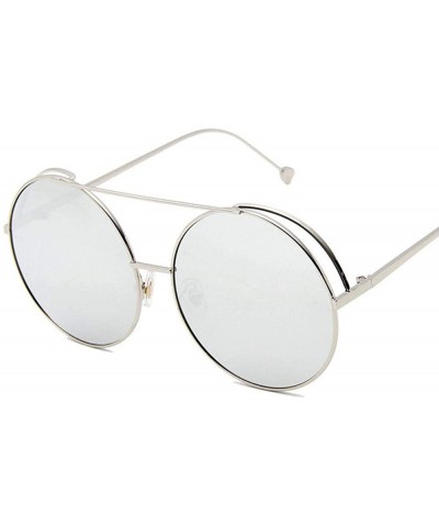 Aviator New Punk Alloy Sunglasses Women Round Eyeglasses Women Classic DoubleGray - Silversilver - CH18YZUXOCI $11.56