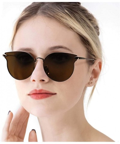 Cat Eye Fashion Cat Eye Sunglasses for Women - Polarized Mirrored Flat Lens Eyewear - UV400 Protection Eye Glasses - CD18T84N...