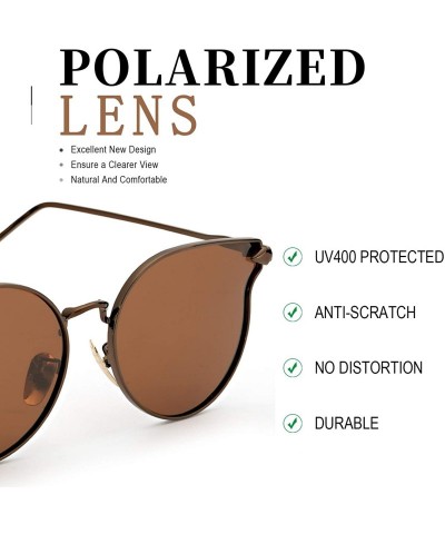 Cat Eye Fashion Cat Eye Sunglasses for Women - Polarized Mirrored Flat Lens Eyewear - UV400 Protection Eye Glasses - CD18T84N...