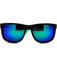 Wayfarer Kush Pot Logo Rectangular Mens Sporty Horned Style Sunglasses - Black Green - CK11KP5VNYT $8.07