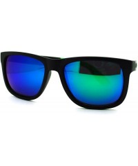 Wayfarer Kush Pot Logo Rectangular Mens Sporty Horned Style Sunglasses - Black Green - CK11KP5VNYT $8.07