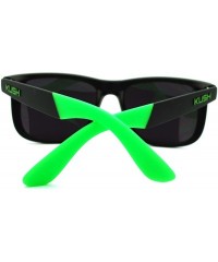 Wayfarer Kush Pot Logo Rectangular Mens Sporty Horned Style Sunglasses - Black Green - CK11KP5VNYT $8.07