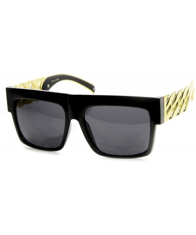 Square High Fashion Metal Plate Chain Arm Flat Top Aviator Sunglasses - CQ11R3P4TMH $18.24