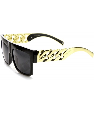 Square High Fashion Metal Plate Chain Arm Flat Top Aviator Sunglasses - CQ11R3P4TMH $9.24