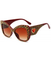 Aviator Vintage Cat Eye Sunglasses Women Leopard Frame Charm Red Heart Retro Brand Designer Sun Glasses Shades Female - CF198...