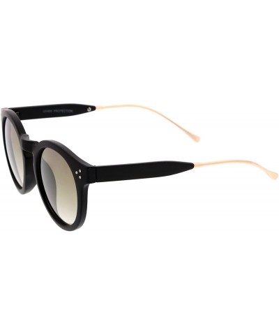 Round Polarized Oversize Round Aviator Sunglasses For Women Metal Brow Bar Colored Mirror Lens 60mm - CG12O7H7XX1 $15.12