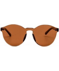 Round Steampunk Vintage Sunglasses Transparent_Colorful_Brown - CO1808Z3ASN $9.35