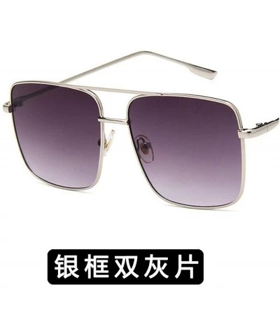 Semi-rimless Lady Big Tinted Color Lens Square Sunglasses Women Retro Metal Frame Vintage Luxury Mirror Polarized - 2 - CG198...