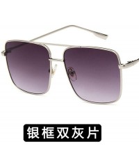 Semi-rimless Lady Big Tinted Color Lens Square Sunglasses Women Retro Metal Frame Vintage Luxury Mirror Polarized - 2 - CG198...