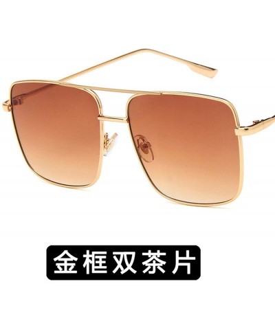 Semi-rimless Lady Big Tinted Color Lens Square Sunglasses Women Retro Metal Frame Vintage Luxury Mirror Polarized - 2 - CG198...