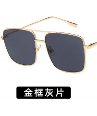 Semi-rimless Lady Big Tinted Color Lens Square Sunglasses Women Retro Metal Frame Vintage Luxury Mirror Polarized - 2 - CG198...