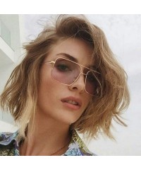 Semi-rimless Lady Big Tinted Color Lens Square Sunglasses Women Retro Metal Frame Vintage Luxury Mirror Polarized - 2 - CG198...