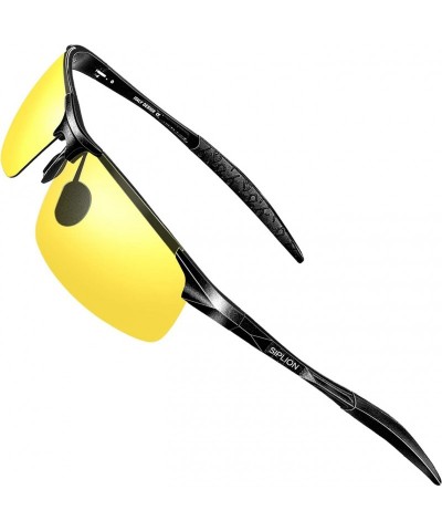 Sport Men's Driving Polarized Sport Sunglasses Al-Mg Metal Frame Ultra Light - Black Frame/Night Driving Glasses - C218DWHK95...