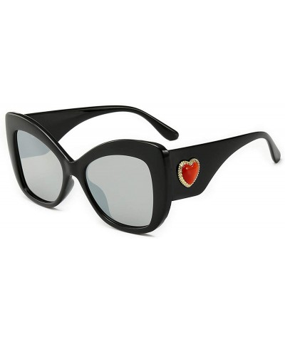 Aviator Vintage Cat Eye Sunglasses Women Leopard Frame Charm Red Heart Retro Brand Designer Sun Glasses Shades Female - CF198...