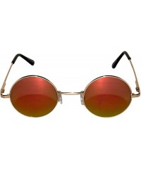 Round Round Retro Small Circle Tint & Mirror Colored Lens 43-55 mm Sunglasses Metal - Round_43mm_red_gold - CN183XGR2ZM $10.50
