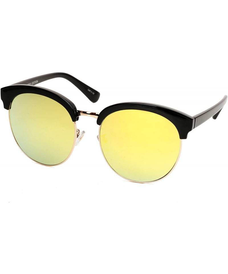 Oversized 97018 XXL Premium Oversize Mirrored Funky Flat Sunglasses - Black/ Gold - CM18OK8GNRR $12.10