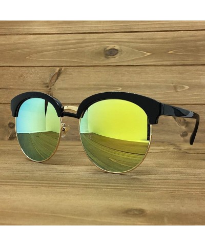 Oversized 97018 XXL Premium Oversize Mirrored Funky Flat Sunglasses - Black/ Gold - CM18OK8GNRR $12.10