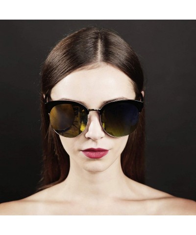 Oversized 97018 XXL Premium Oversize Mirrored Funky Flat Sunglasses - Black/ Gold - CM18OK8GNRR $12.10