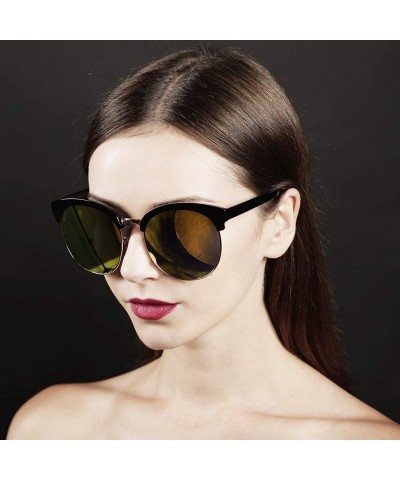 Oversized 97018 XXL Premium Oversize Mirrored Funky Flat Sunglasses - Black/ Gold - CM18OK8GNRR $25.57