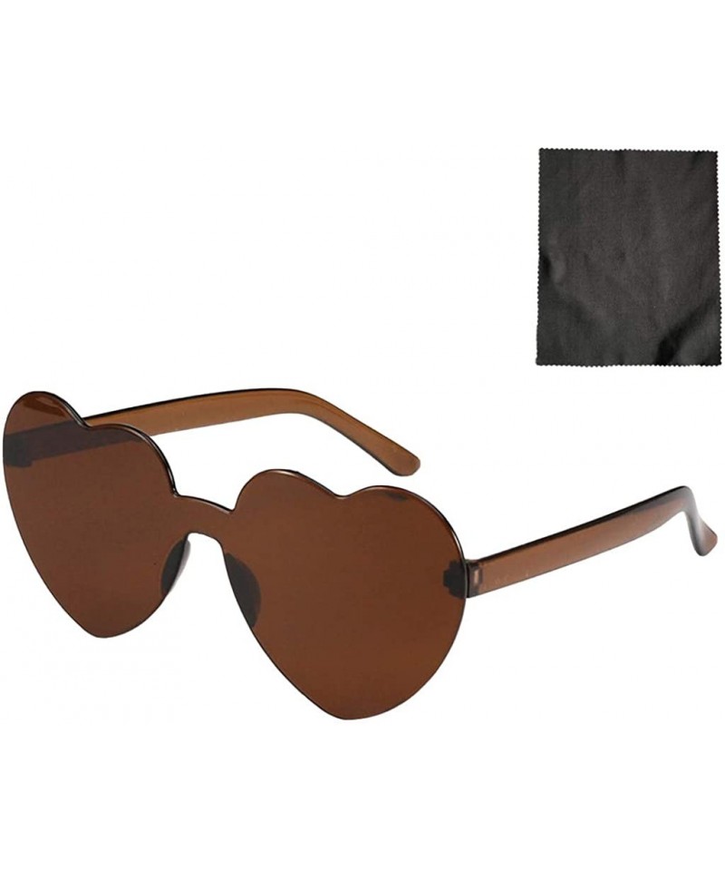 Rimless Women's Sunglasses Heart Shaped Rimless Sunglasses Transparent Candy Color Frameless Glasses Party Sunglasses - J - C...