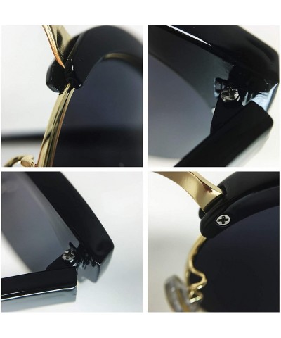 Oversized 97018 XXL Premium Oversize Mirrored Funky Flat Sunglasses - Black/ Gold - CM18OK8GNRR $25.57