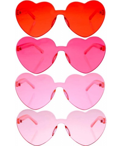 Rimless Rimless Sunglasses Transparent Frameless - Red- Rose Red- Pink- Light Pink - C218L62C9QE $11.64