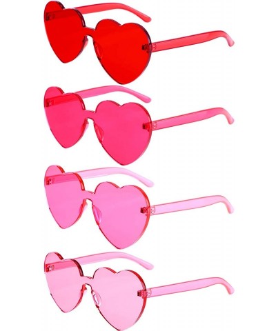 Rimless Rimless Sunglasses Transparent Frameless - Red- Rose Red- Pink- Light Pink - C218L62C9QE $11.64