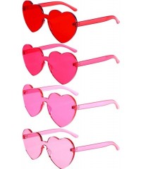 Rimless Rimless Sunglasses Transparent Frameless - Red- Rose Red- Pink- Light Pink - C218L62C9QE $11.64
