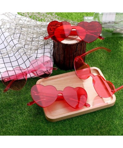 Rimless Rimless Sunglasses Transparent Frameless - Red- Rose Red- Pink- Light Pink - C218L62C9QE $11.64