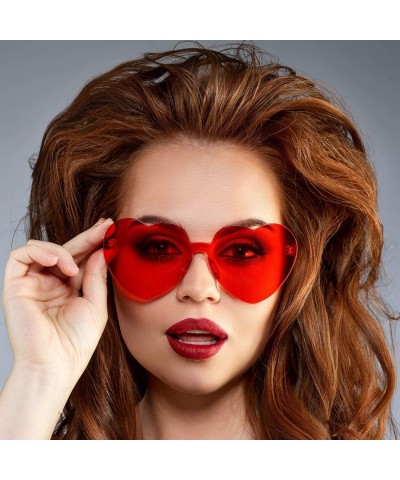 Rimless Rimless Sunglasses Transparent Frameless - Red- Rose Red- Pink- Light Pink - C218L62C9QE $11.64