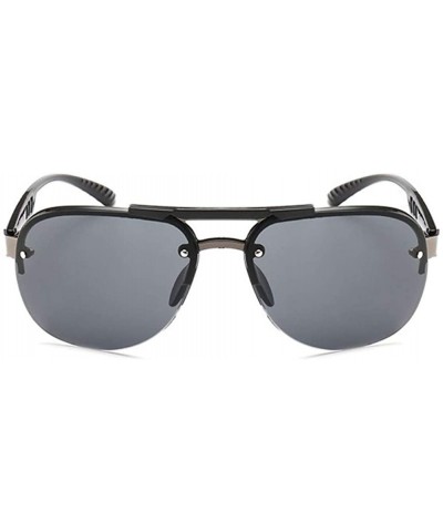 Round Men Large Pilot Sunglasses Male Shades UV400 Lens Fashion Vintage Eyewear - Double Brown - CJ199Q0WWAA $9.78