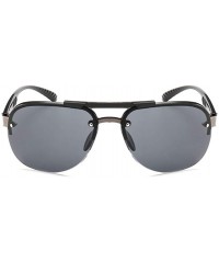 Round Men Large Pilot Sunglasses Male Shades UV400 Lens Fashion Vintage Eyewear - Double Brown - CJ199Q0WWAA $9.78