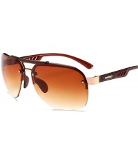 Round Men Large Pilot Sunglasses Male Shades UV400 Lens Fashion Vintage Eyewear - Double Brown - CJ199Q0WWAA $9.78
