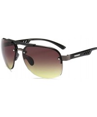 Round Men Large Pilot Sunglasses Male Shades UV400 Lens Fashion Vintage Eyewear - Double Brown - CJ199Q0WWAA $9.78