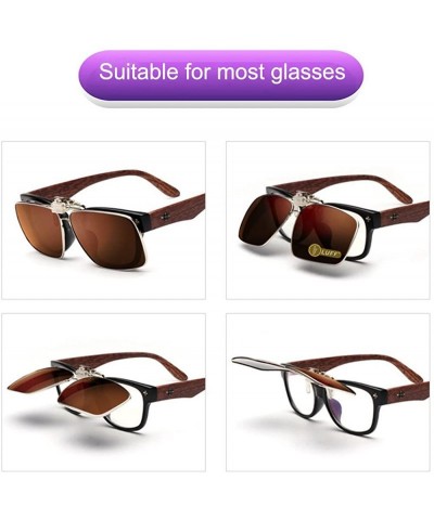 Goggle Polarized Clip-on Sunglasses Mens/Womens Flip-Up Sun Lenses fit Outdoor Sports - Brown - CY18GCDK8IR $12.84