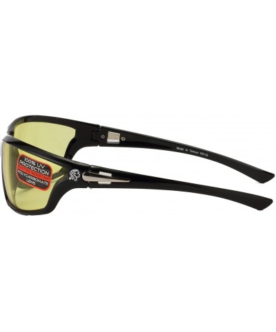 Wrap Florida Sunglass with Shiny Black Frame and Yellow Lenses - Yellow Lens - C6115LTITHN $14.46